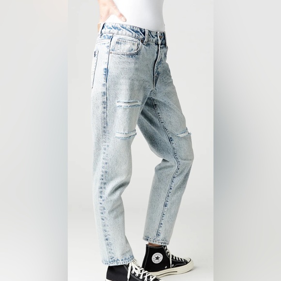 BUFFALO DAVID BITTON DENIM JEANS WOMEN RELAXED BOYFRIEND IN DISTRESSED BLUE 29 - Picture 7 of 12